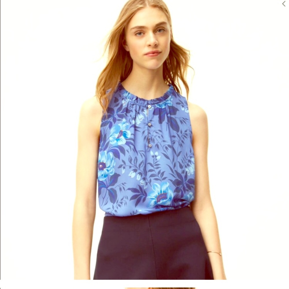 LOFT XXSP FLORAL HENLEY HALTER TOP